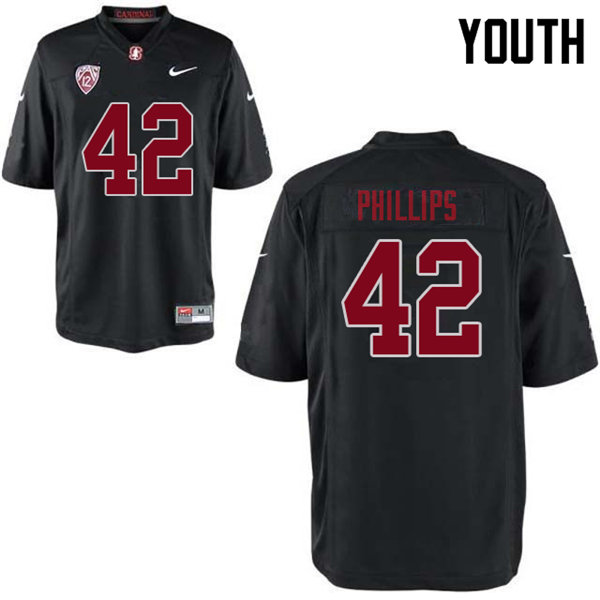 Youth #42 Caleb Phillips Stanford Cardinal College Football Jerseys Sale-Black - Click Image to Close
